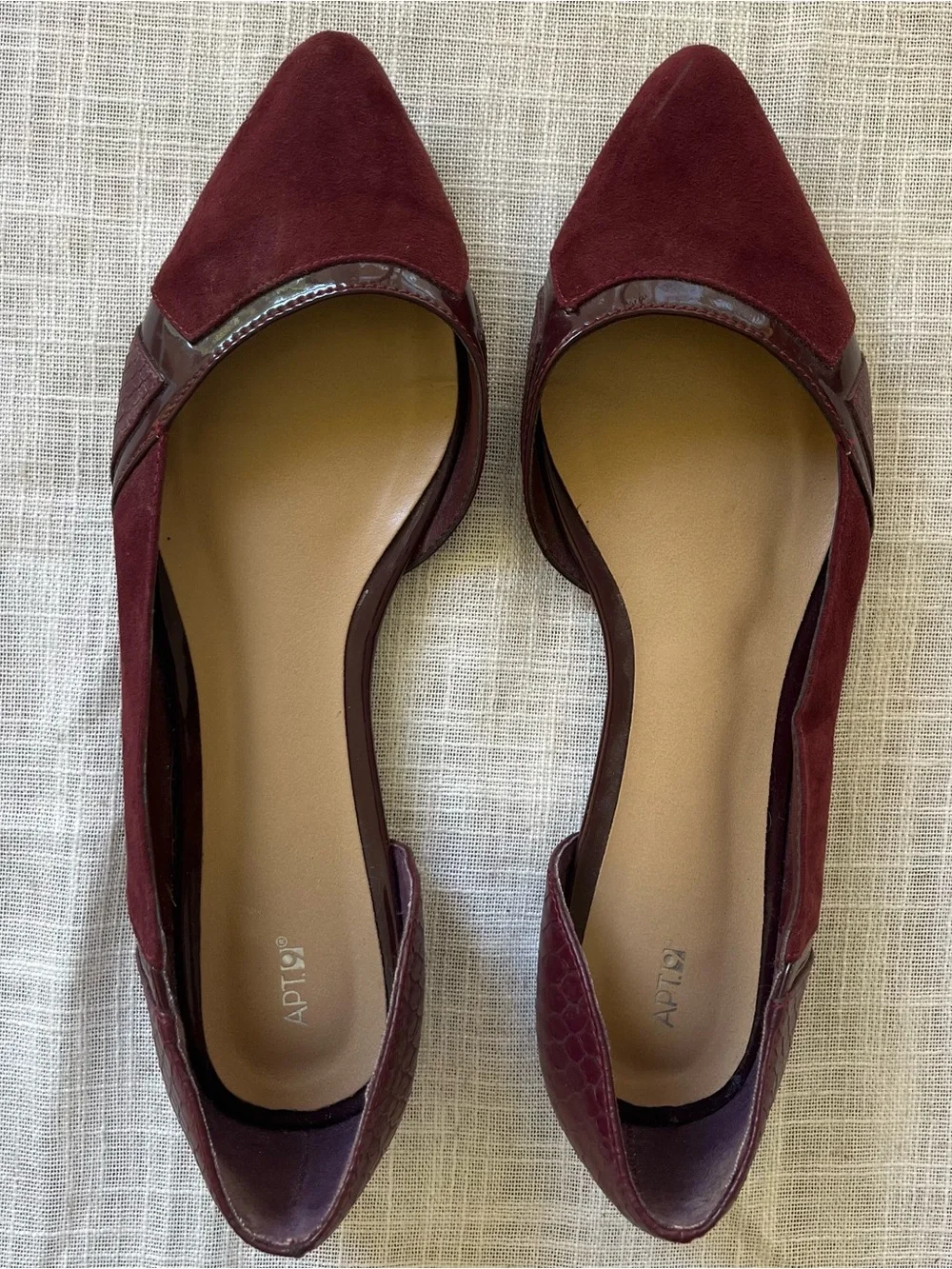 Apt. 9 Wine Red Vegan Suede Pointed Toe Flats